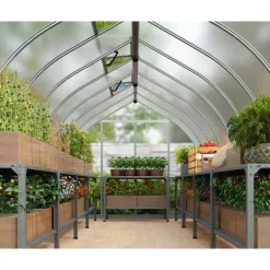 Bella Doppio Strato Serra Da Giardino in Policarbonato 844X244X219 cm Argento-Canopia Outlet