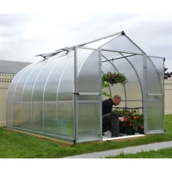 Bella Doppio Strato Serra Da Giardino in Policarbonato 367X244X219 cm Argento-Canopia Hot