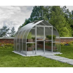 Bella Doppio Strato Serra Da Giardino in Policarbonato 244X244X219 cm Argento-Canopia Online