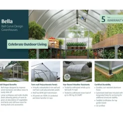 Bella Doppio Strato Serra Da Giardino in Policarbonato 724X244X219 cm Argento-Canopia Hot