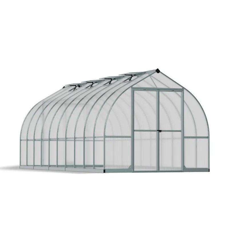 Bella Doppio Strato Serra Da Giardino in Policarbonato 613X244X219 cm Argento-Canopia Best