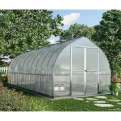 Bella Doppio Strato Serra Da Giardino in Policarbonato 613X244X219 cm Argento-Canopia Best