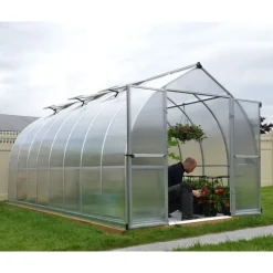 Bella Doppio Strato Serra Da Giardino in Policarbonato 490X244X219 cm Argento-Canopia Discount