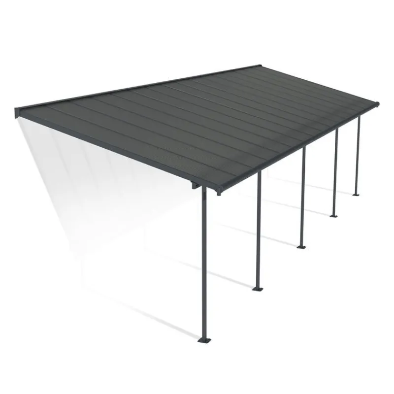 Capri Pergola Addossata in Alluminio 3X9.7 m Grigio-Canopia