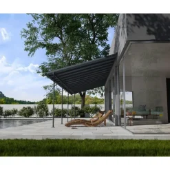 Capri Pergola Addossata in Alluminio 3X9.7 m Grigio-Canopia