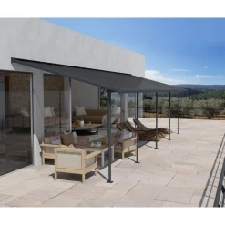 Capri Pergola Addossata in Alluminio 3X8.6 m Grigio-Canopia Clearance