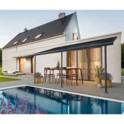 Capri Pergola Addossata in Alluminio 3X5.6 m Grigio-Canopia Best