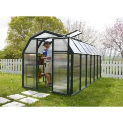 Eco Grow Doppio Strato Serra Da Giardino in Policarbonato 383X204X198 cm Verde-Canopia New
