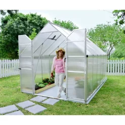 Essence Doppio Strato Serra Da Giardino in Policarbonato 367X244X229 cm Argento-Canopia