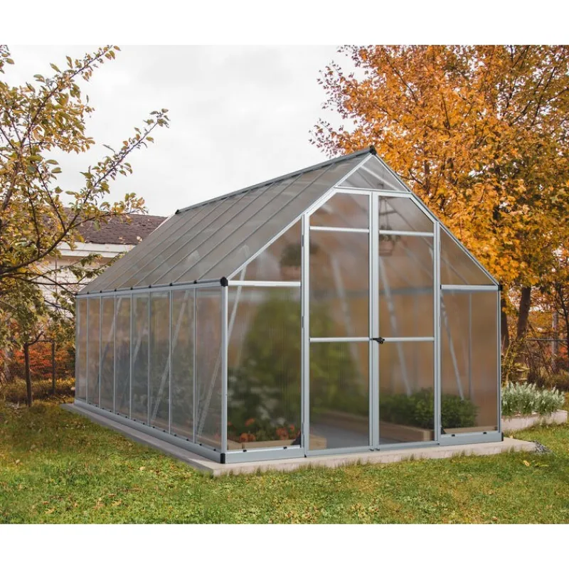 Essence Doppio Strato Serra Da Giardino in Policarbonato 487X244X229 cm Argento-Canopia