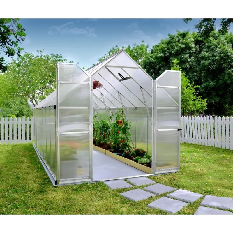 Essence Doppio Strato Serra Da Giardino in Policarbonato 487X244X229 cm Argento-Canopia