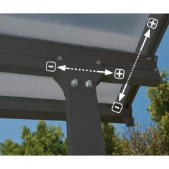 Feria Pergola Addossata in Alluminio 3X13.4 m Grigio-Canopia Hot