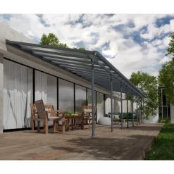 Feria Pergola Addossata in Alluminio 3X11.56 m Grigio-Canopia Best
