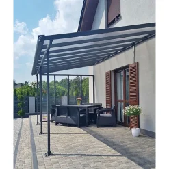 Feria Pergola Addossata in Alluminio 3X5.5 m Grigio-Canopia Sale