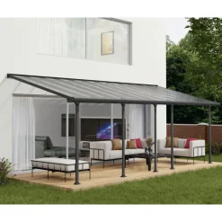 Feria Pergola Addossata in Alluminio 3X7.3 m Grigio-Canopia Clearance