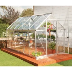 Harmony Trasparente Serra Da Giardino in Policarbonato 370X185X208 cm Argento-Canopia Discount