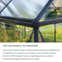 Harmony Trasparente Serra Da Giardino in Policarbonato 247X185X208 cm Argento-Canopia Discount
