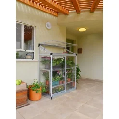 Lean-To Serra Da Giardino in Policarbonato 125X63X160 cm Trasparente-Canopia Online