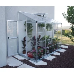 Lean-To Serra Da Giardino in Policarbonato Argento 244X124X225 cm Ibrida-Canopia Discount