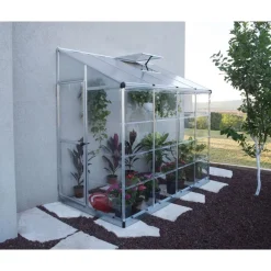 Lean-To Serra Da Giardino in Policarbonato Argento 244X124X225 cm Ibrida-Canopia Discount