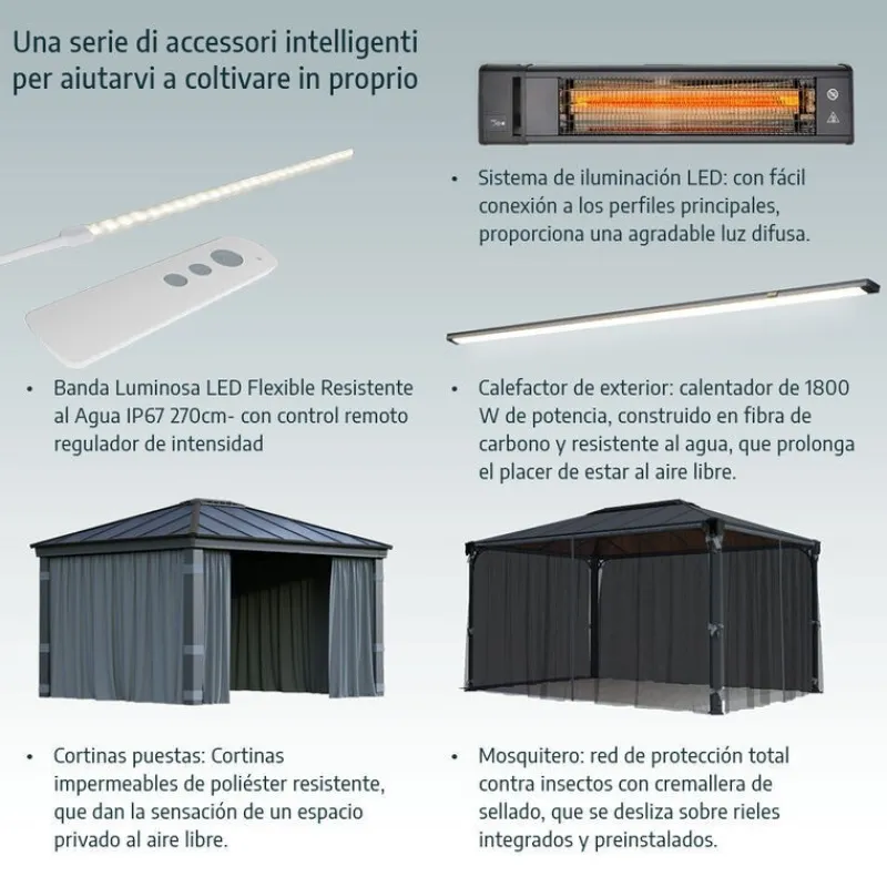 Ledro Gazebo Chiuso in Alluminio 3X4.3 m-Canopia Discount