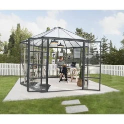 Oasis Serra Da Giardino in Policarbonato Esagonale 363X316X289 cm Grigio-Canopia