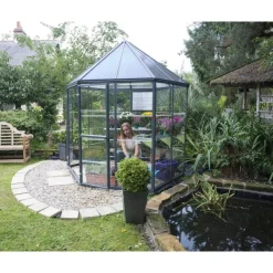 Oasis Serra Da Giardino in Policarbonato Esagonale 247X213X267 cm Grigio-Canopia Outlet