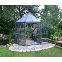 Oasis Serra Da Giardino in Policarbonato Esagonale 247X213X267 cm Grigio-Canopia Outlet
