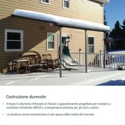 Olympia Pergola Addossata in Alluminio 3X5.5 m Grigio-Canopia Online