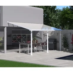 Olympia Pergola Addossata in Alluminio 3X5.5 m Bianco-Canopia Discount