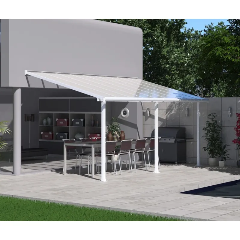 Olympia Pergola Addossata in Alluminio 3X5.5 m Bianco-Canopia Discount