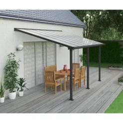 Olympia Pergola Addossata in Alluminio 3X4.3 m Grigio-Canopia Online