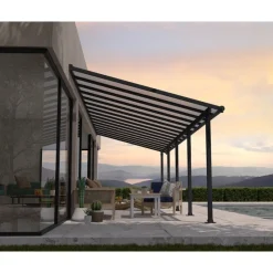 Olympia Pergola Addossata in Alluminio 3X9.2 m Grigio-Canopia Sale
