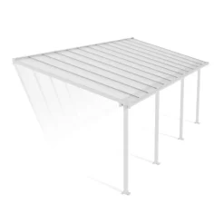 Olympia Pergola Addossata in Alluminio 3X7.4 m Bianco-Canopia New