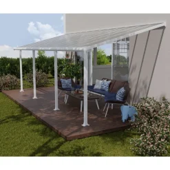 Olympia Pergola Addossata in Alluminio 3X7.4 m Bianco-Canopia New