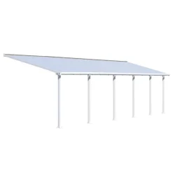 Olympia Pergola Addossata in Alluminio 3X9.8 m Bianco-Canopia Discount