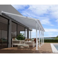 Olympia Pergola Addossata in Alluminio 3X9.8 m Bianco-Canopia Discount