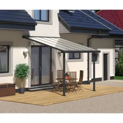 Olympia Pergola Addossata in Alluminio 3X3 m Grigio-Canopia Outlet