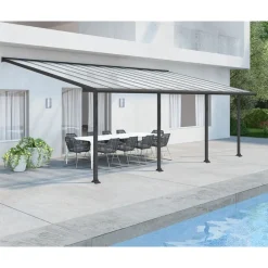 Olympia Pergola Addossata in Alluminio 3X7.4 m Grigio-Canopia