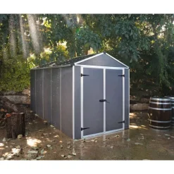 Rubicon Casetta Da Giardino in Policarbonato Ultra Resistente 378X185X217 cm Grigio Scuro-Canopia