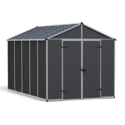 Rubicon Casetta Da Giardino in Policarbonato Ultra Resistente 377X237X235 cm Grigio Scuro-Canopia Outlet