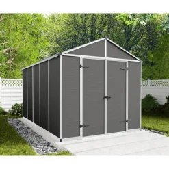 Rubicon Casetta Da Giardino in Policarbonato Ultra Resistente 377X237X235 cm Grigio Scuro-Canopia Outlet