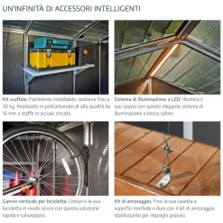 Rubicon Casetta Da Giardino in Policarbonato Ultra Resistente 377X237X235 cm Grigio Scuro-Canopia Outlet