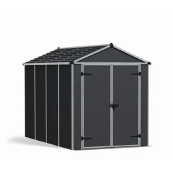 Rubicon Casetta Da Giardino in Policarbonato Ultra Resistente 303X185X217 cm Grigio Scuro-Canopia Outlet