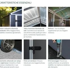 Rubicon Casetta Da Giardino in Policarbonato Ultra Resistente 303X185X217 cm Grigio Scuro-Canopia Outlet