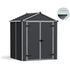 Rubicon Casetta Da Giardino in Policarbonato Ultra Resistente 154X185X217 cm Grigio Scuro-Canopia Hot
