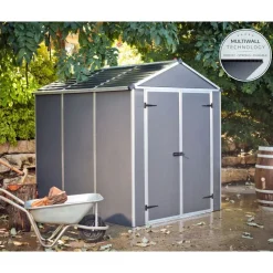 Rubicon Casetta Da Giardino in Policarbonato Ultra Resistente 229X185X217 cm Grigio Scuro-Canopia Online