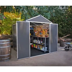Rubicon Casetta Da Giardino in Policarbonato Ultra Resistente 229X185X217 cm Grigio Scuro-Canopia Online