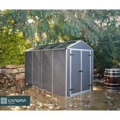 Rubicon Casetta Da Giardino in Policarbonato Ultra Resistente 303X185X217 cm Grigio Scuro-Canopia