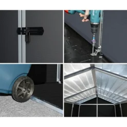 Rubicon Casetta Da Giardino in Policarbonato Ultra Resistente 303X185X217 cm Grigio Scuro-Canopia